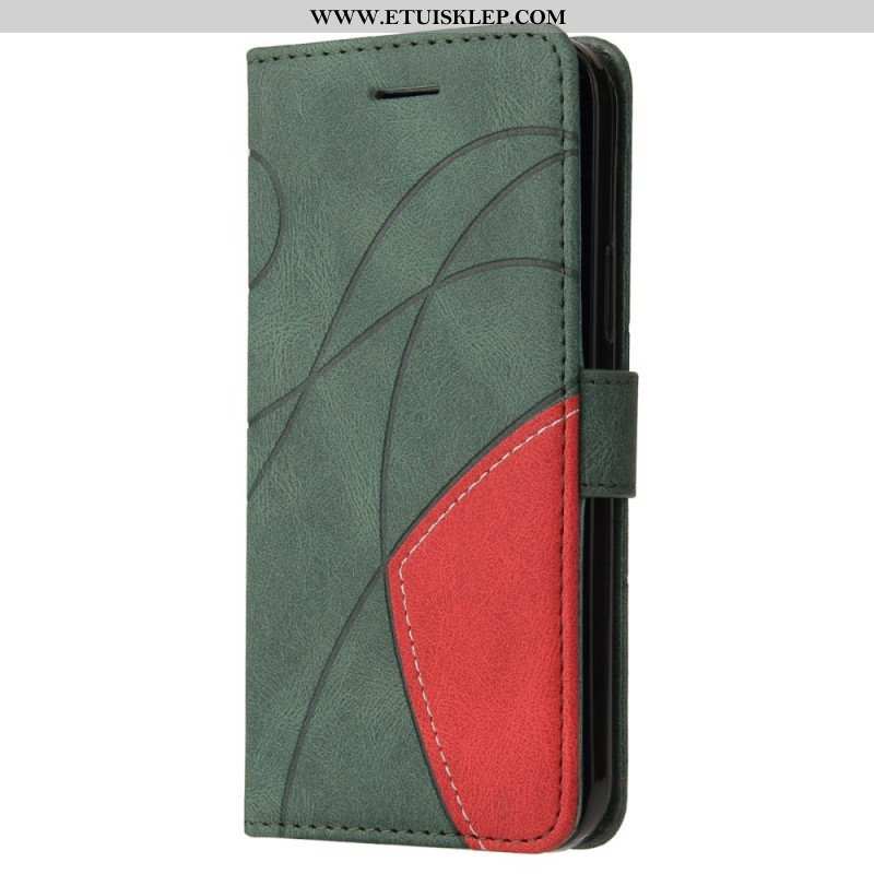 Etui Folio do Poco F4 GT z Łańcuch Dwukolorowy Pasek